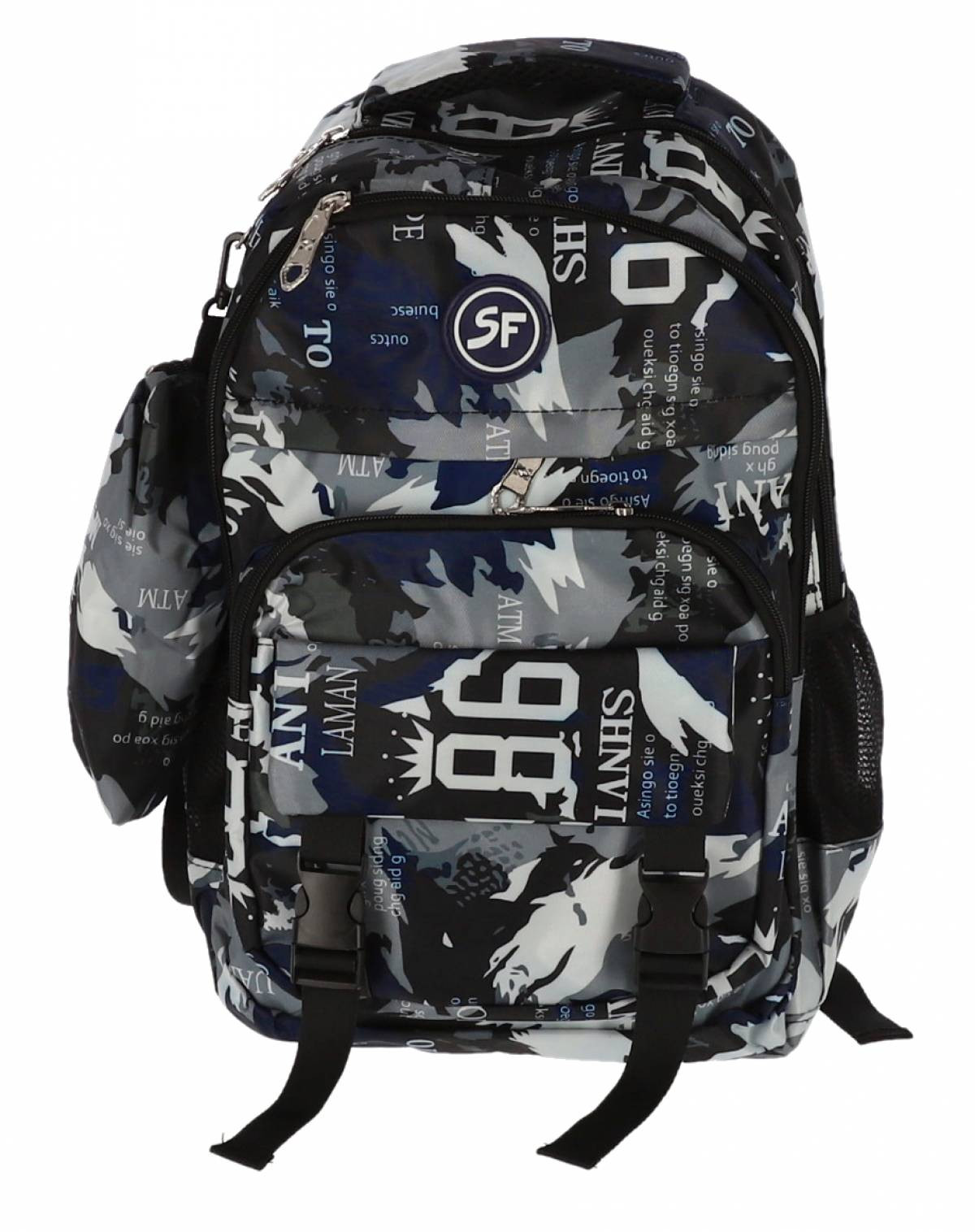 Ghiozdan camuflaj, pentru gimnaziu, penar inclus, compartimente cu fermoar, 15.5 L, poliester - imagine 4